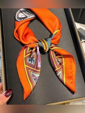 Zebra with Multicolor Print orange scarf N1497